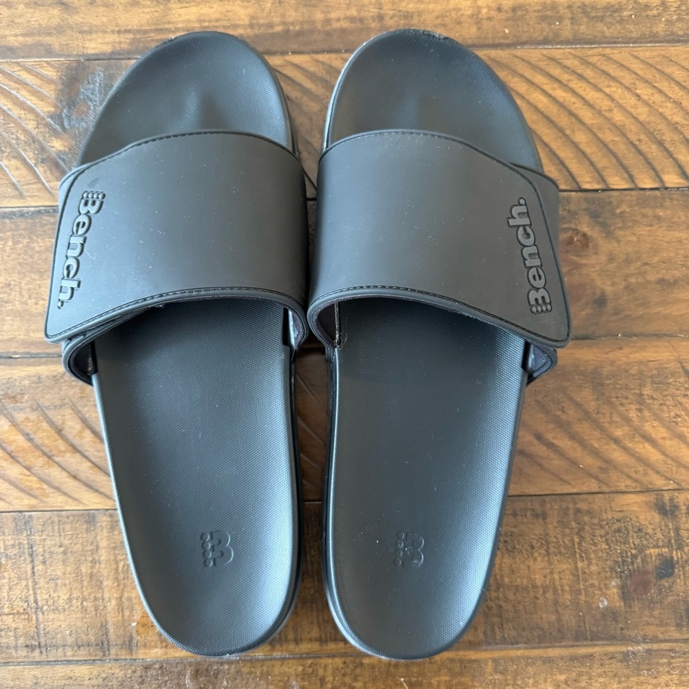 Bench Men's Black Slide Sandals with Logo Strap